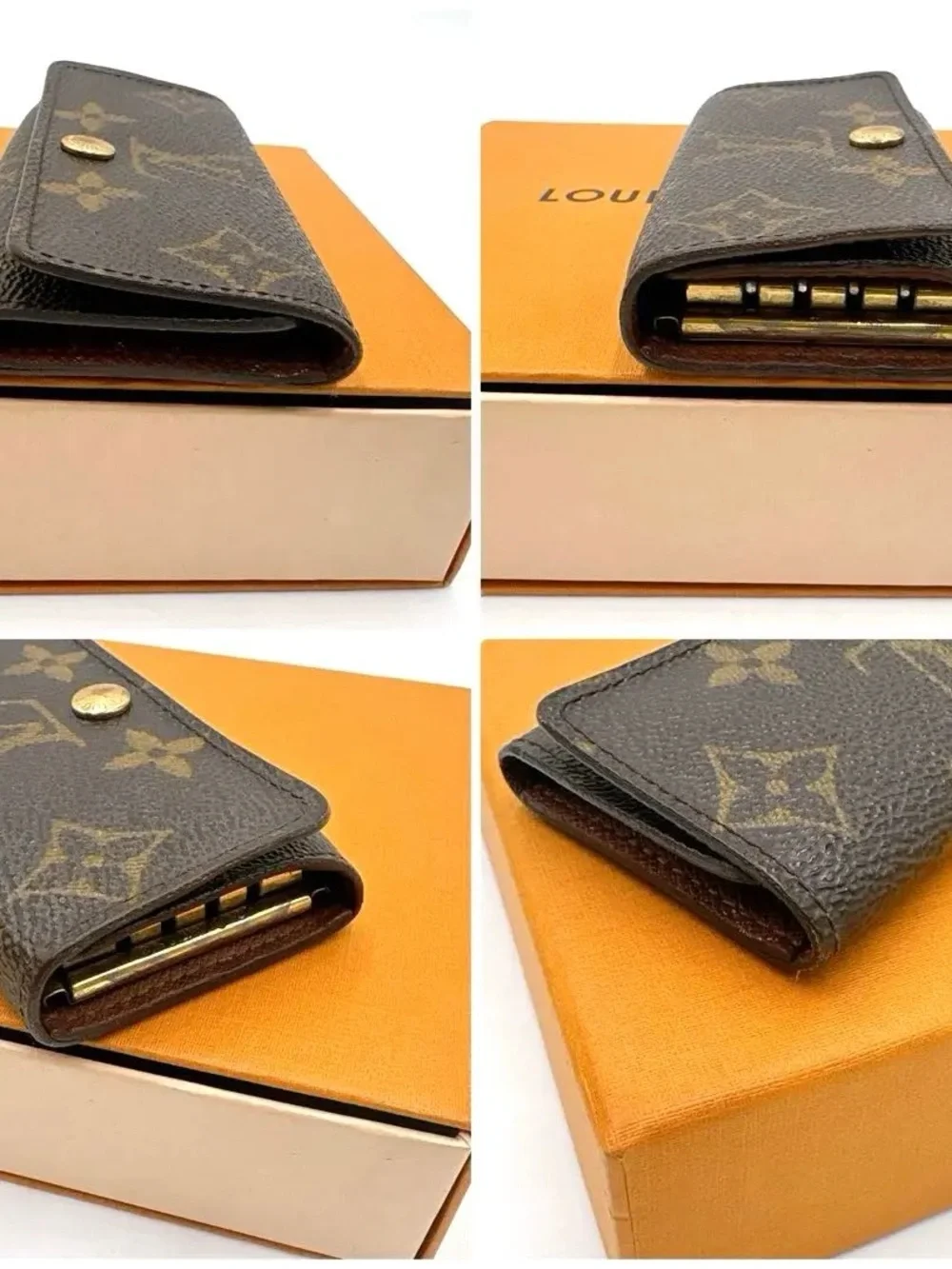 Louis Vuitton Monogram Long Wallet - Brown & Tan with Gold Snap